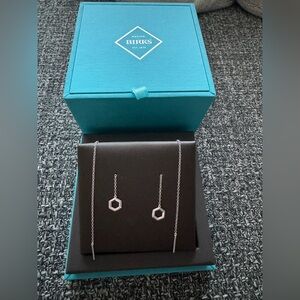 Silver Hexagon Drop Earrings